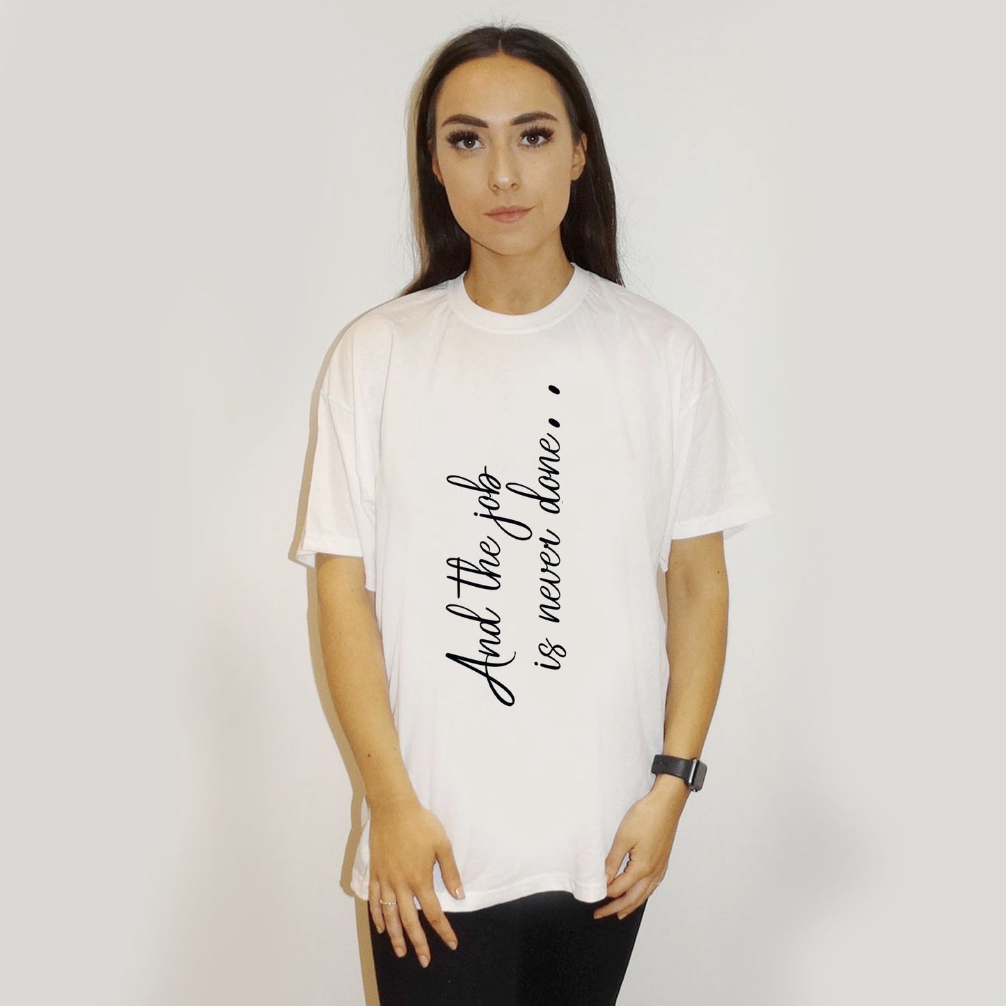 And The Job Is Never Done Print Tshirt In White