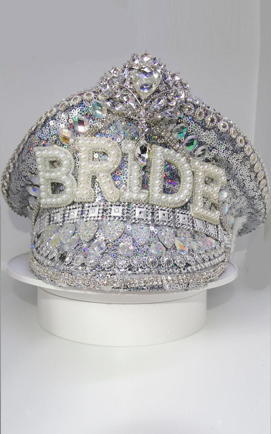 Silver Holographic Bridal Hen Festival Hat For The Bride