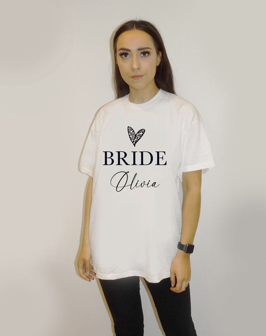 Personalised Name Bridal Slogan Tshirt n White
