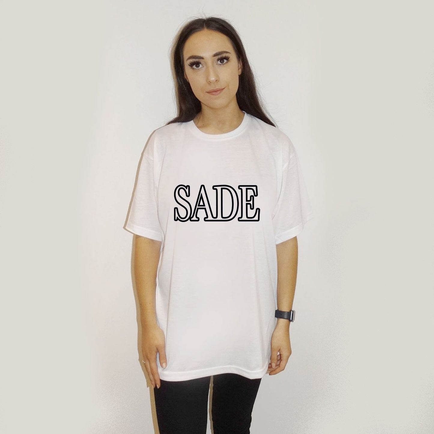 Personalised Name Black Outline Tshirt Top In White