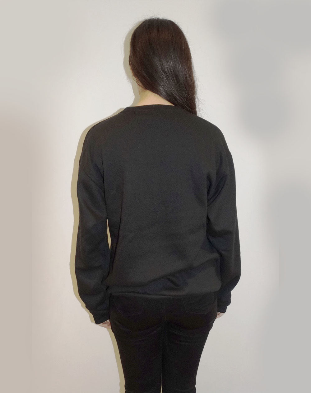 Black Oversize Sweatshirt With Silver Smile Drip Print