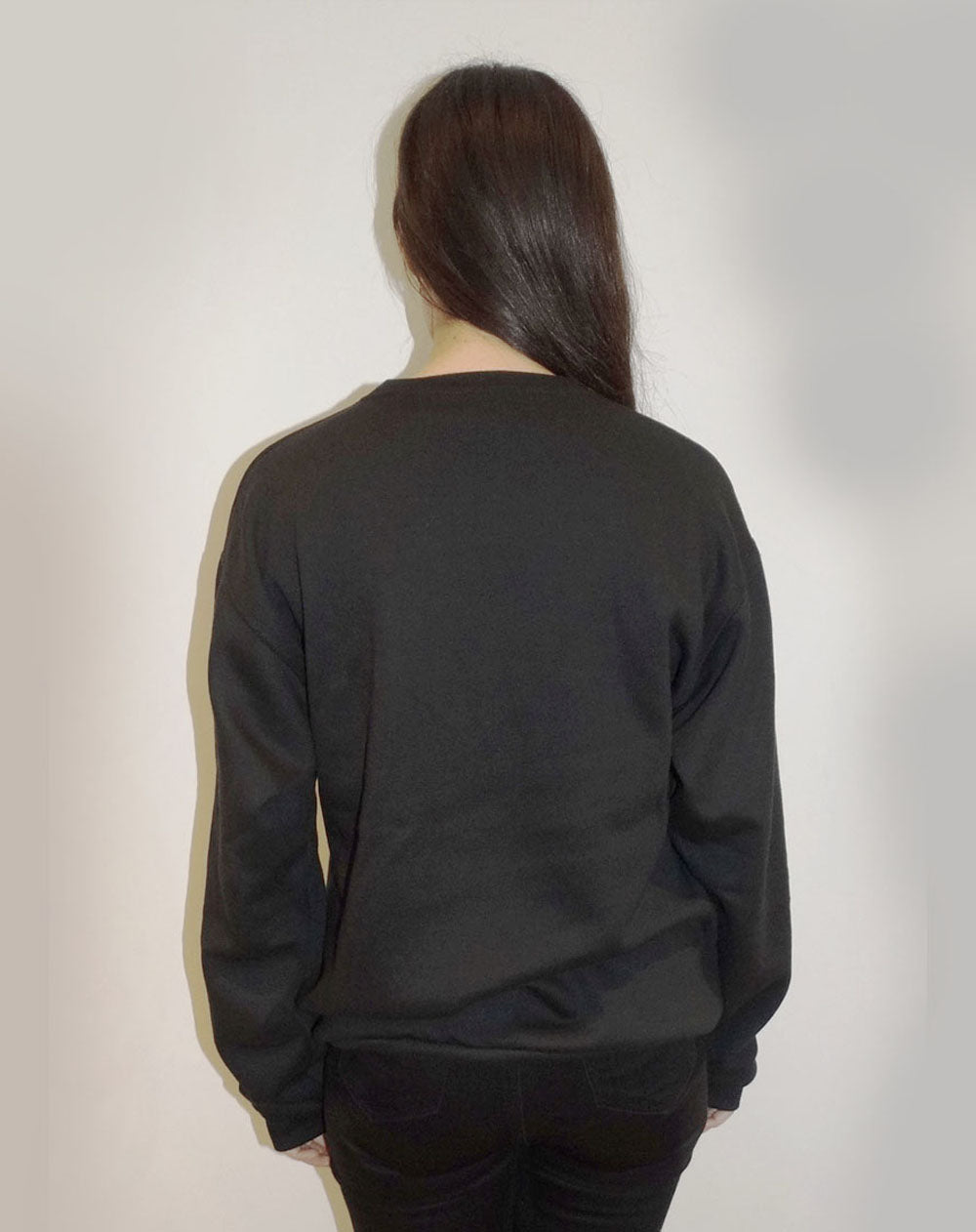 Black Sweater With Sparkle Oui Lip Statement Print