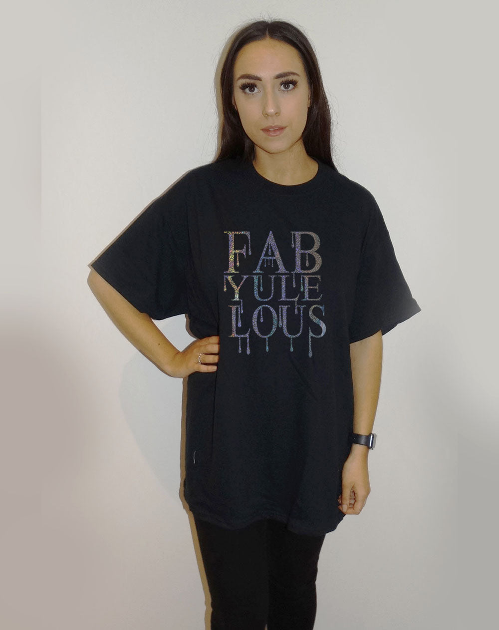 Black Christmas Tee With Fabyuleous icicles Graphic Print