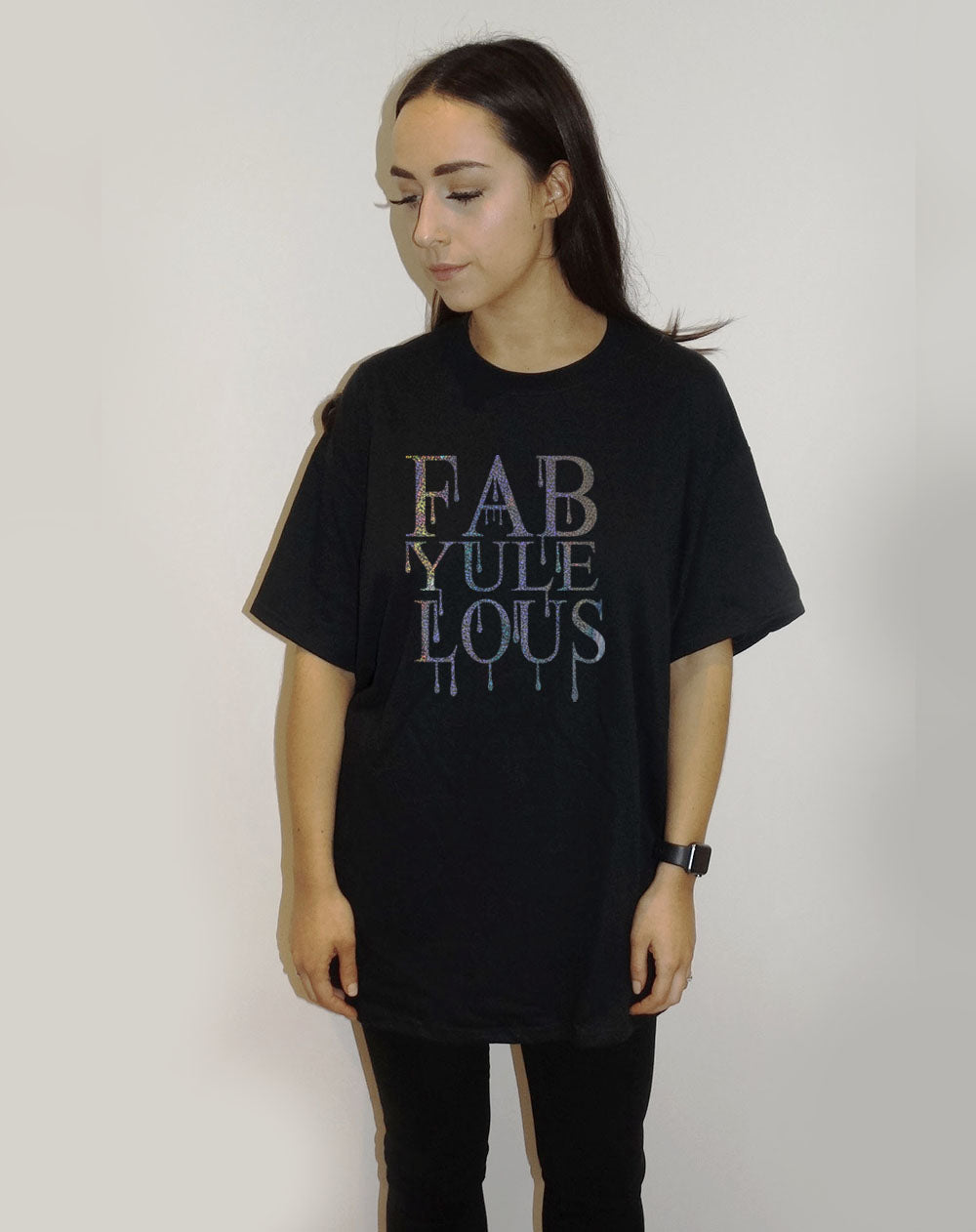 Black Christmas Tee With Fabyuleous icicles Graphic Print