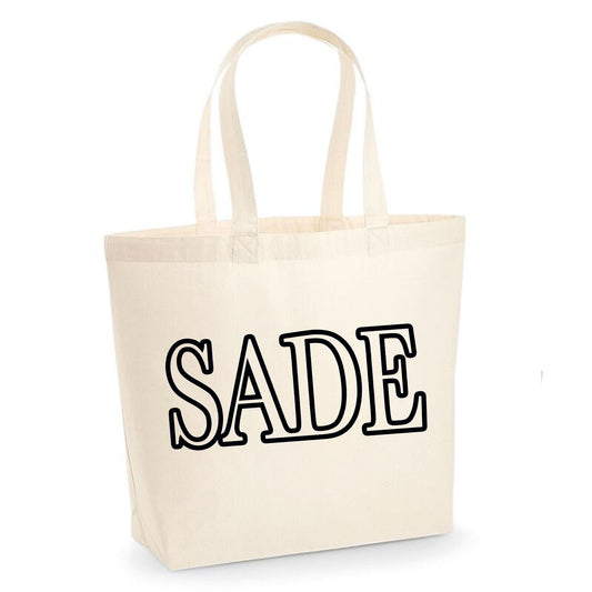 Personalised Name Black Print Tote Bag In Cream