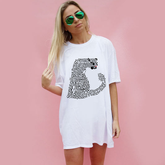 Leopard Words Print Tshirt In White
