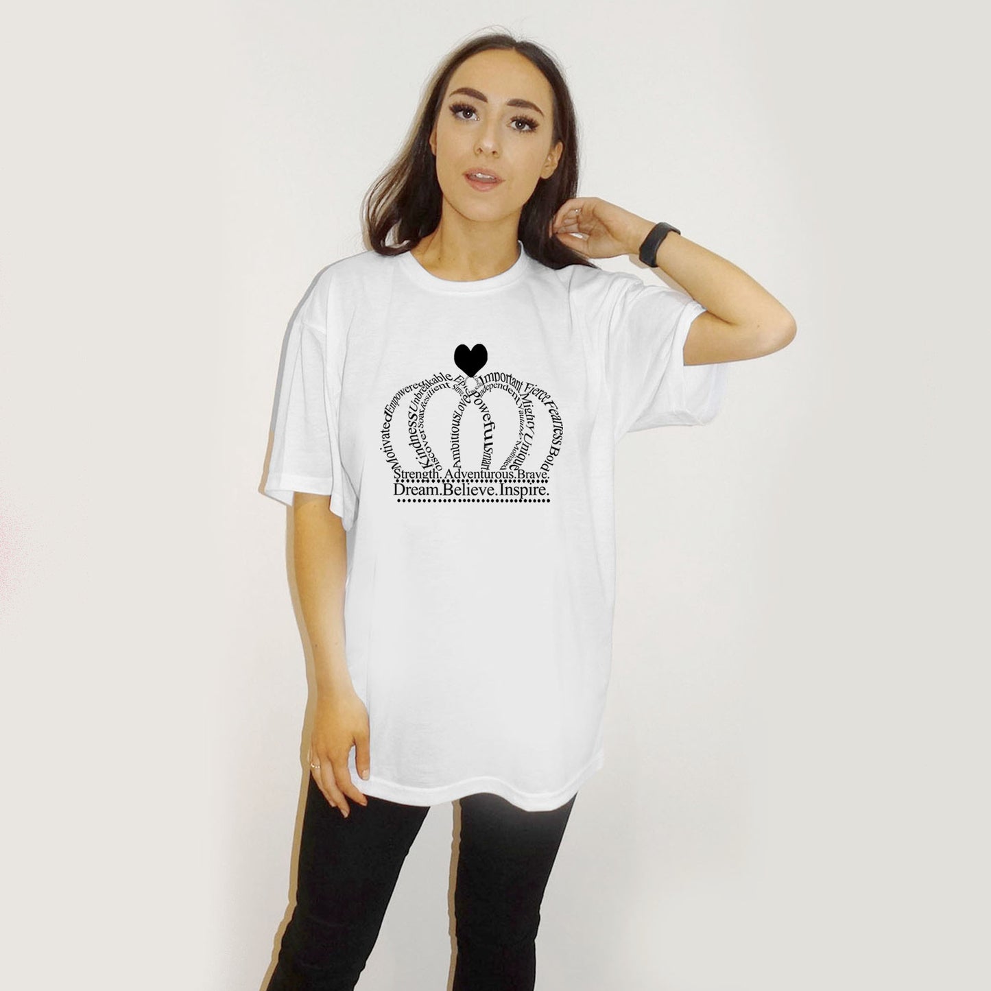 Crown Text Tshirt Top In White