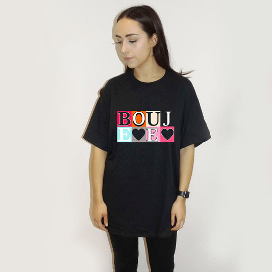 Boujee Pop Art Graphic Print Tshirt In Black