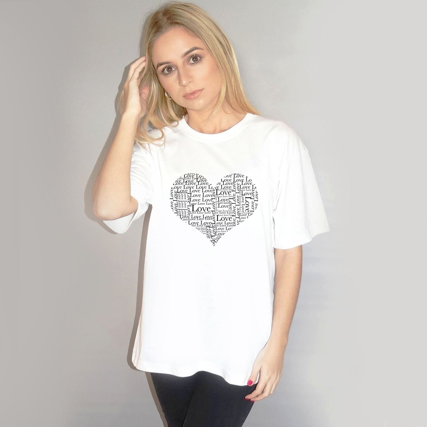 Love Heart Text Print Tshirt In White