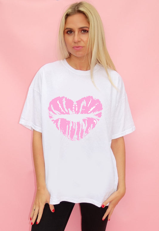 Heart Shape Lip T-shirt Pink