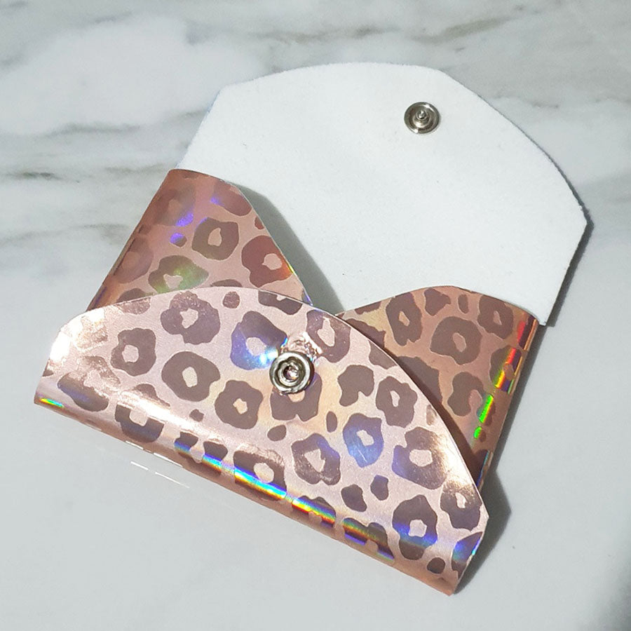 Iridescent Leopard Curved Envelope Card Holder