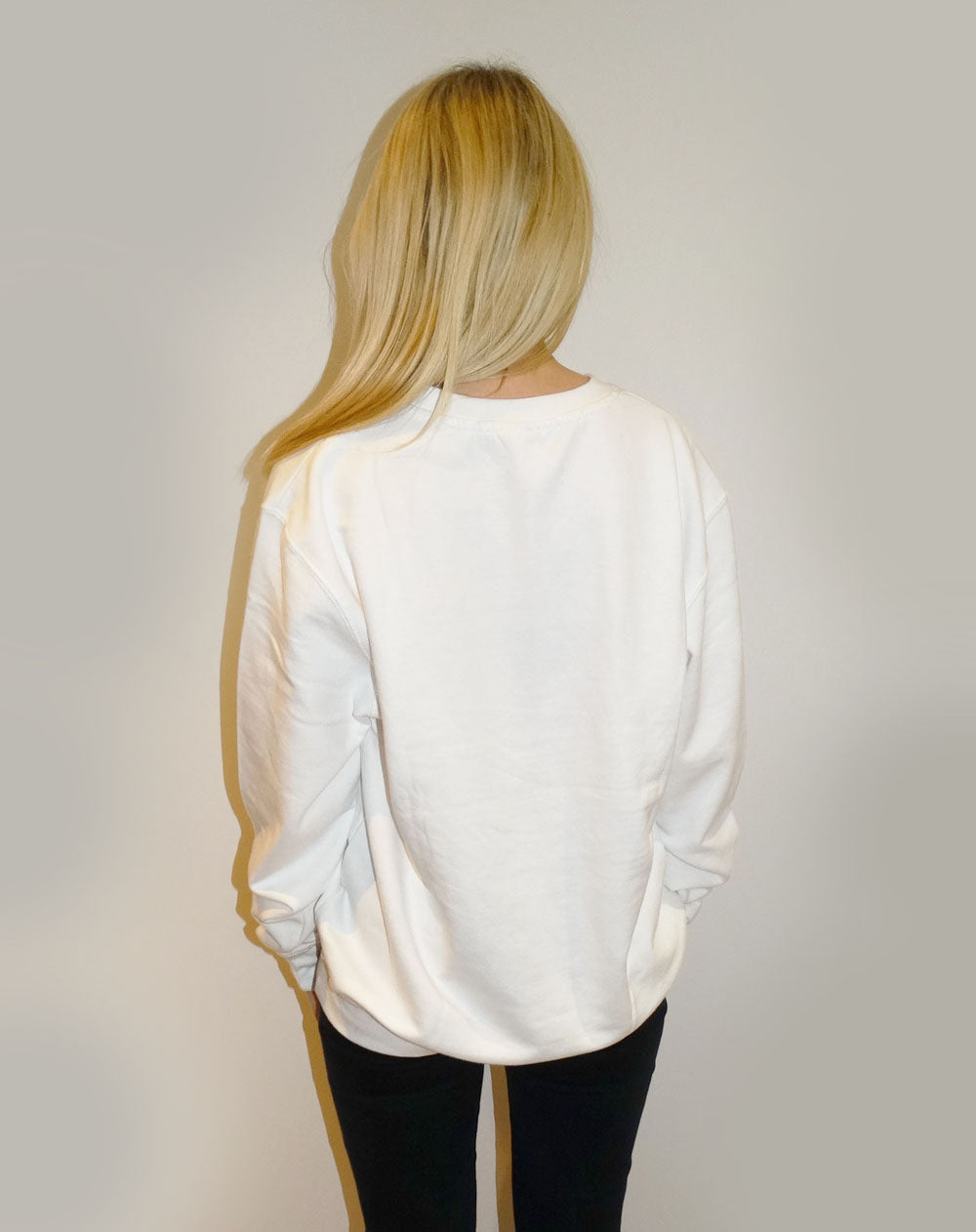 Crown Text Print Jumper In White