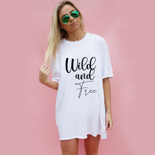 Wild and Free Oversize Tshirt Dress In White